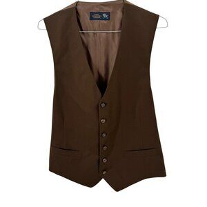 Hart Schaffner & Marx Mens Brown Formal Vest Size 44R Button-Front Design Satin